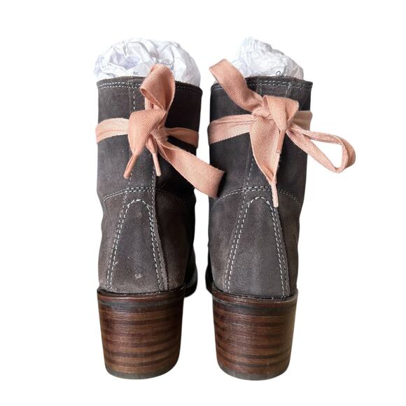 Frye Sabrina Gray Leather Lace Up Boots 8.5 - Picture 5 of 11